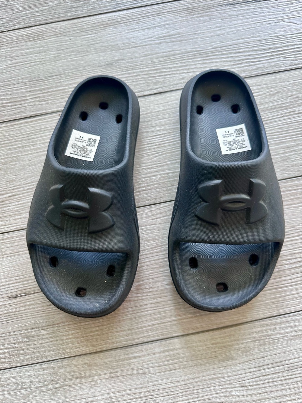 Under Armour Kids Black Slide Sandals with Logo